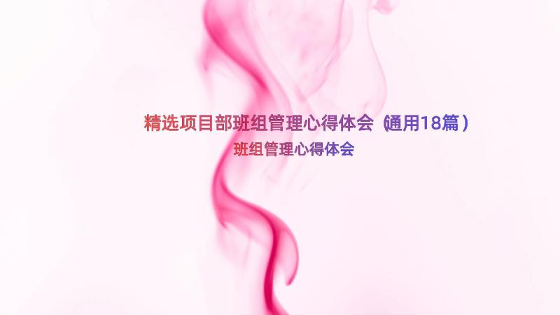 精选项目部班组管理心得体会（通用18篇）