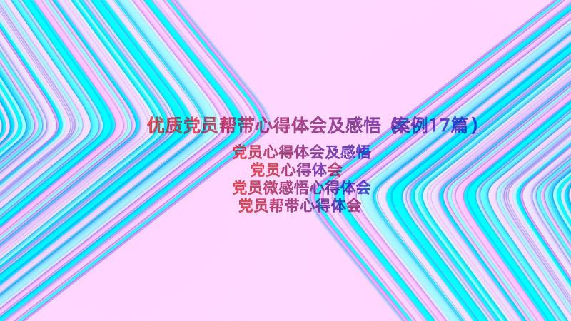 优质党员帮带心得体会及感悟（案例17篇）