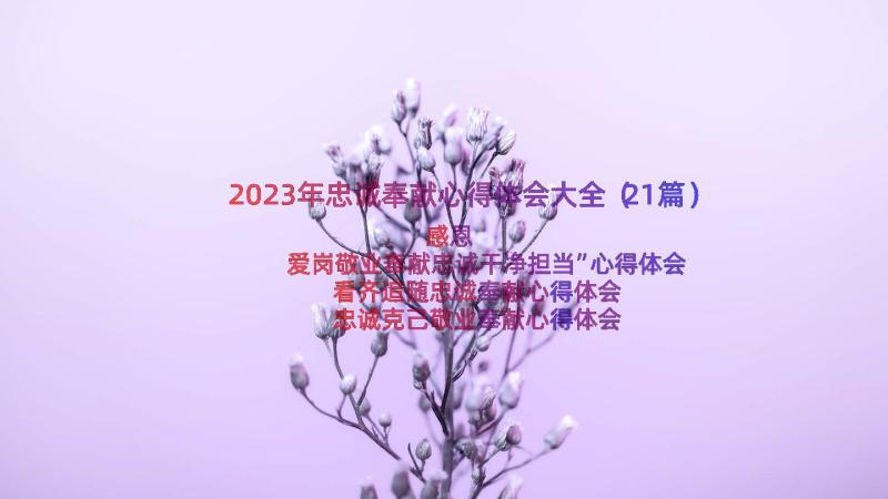 2023年忠诚奉献心得体会大全（21篇）