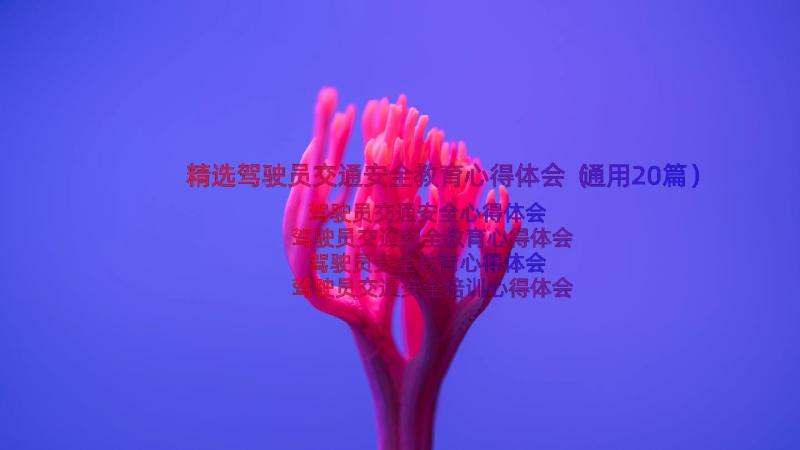 精选驾驶员交通安全教育心得体会（通用20篇）