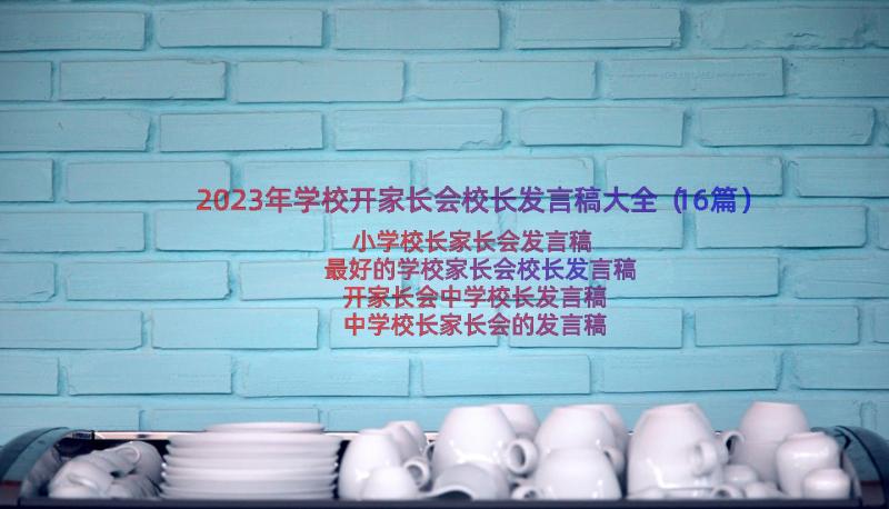 2023年学校开家长会校长发言稿大全（16篇）