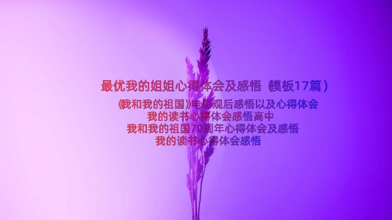 最优我的姐姐心得体会及感悟（模板17篇）