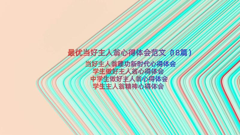 最优当好主人翁心得体会范文（18篇）