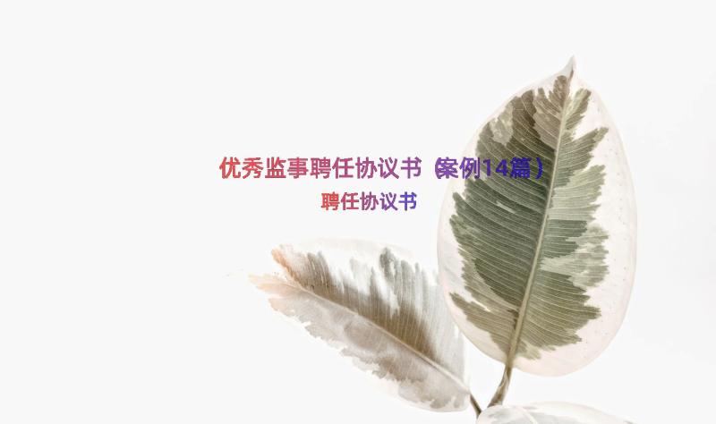 优秀监事聘任协议书（案例14篇）