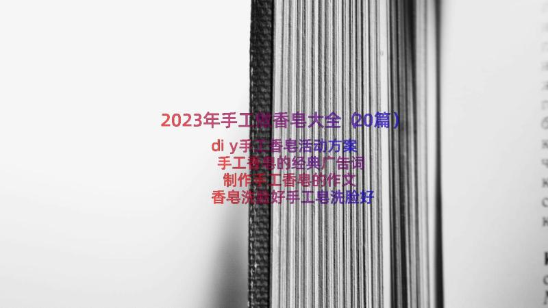 2023年手工做香皂大全（20篇）