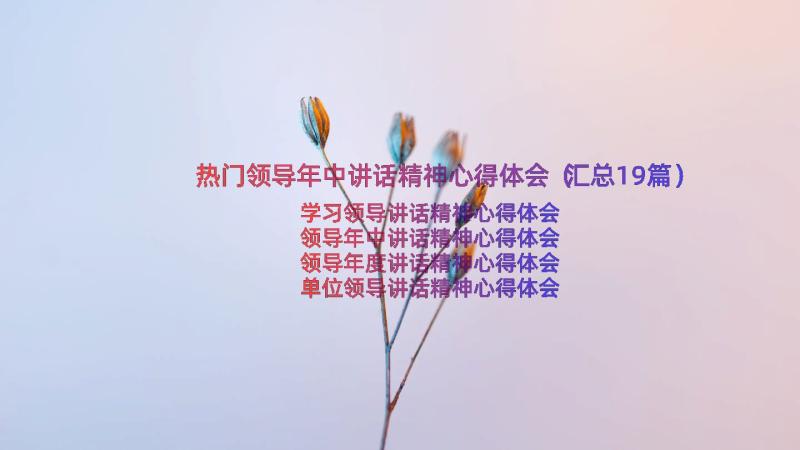 热门领导年中讲话精神心得体会（汇总19篇）