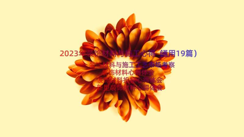 2023年装饰材料与施工心得（通用19篇）