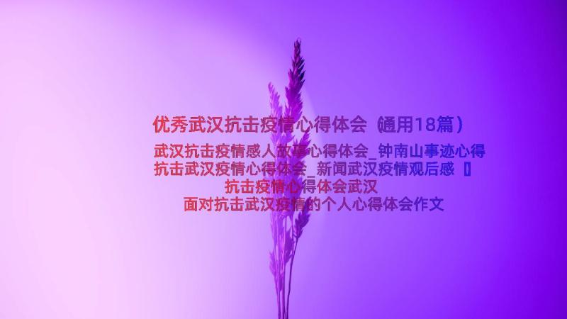 优秀武汉抗击疫情心得体会（通用18篇）