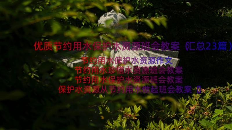 优质节约用水保护水资源班会教案（汇总23篇）