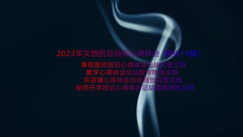 2023年文档的总结和心得体会（模板19篇）