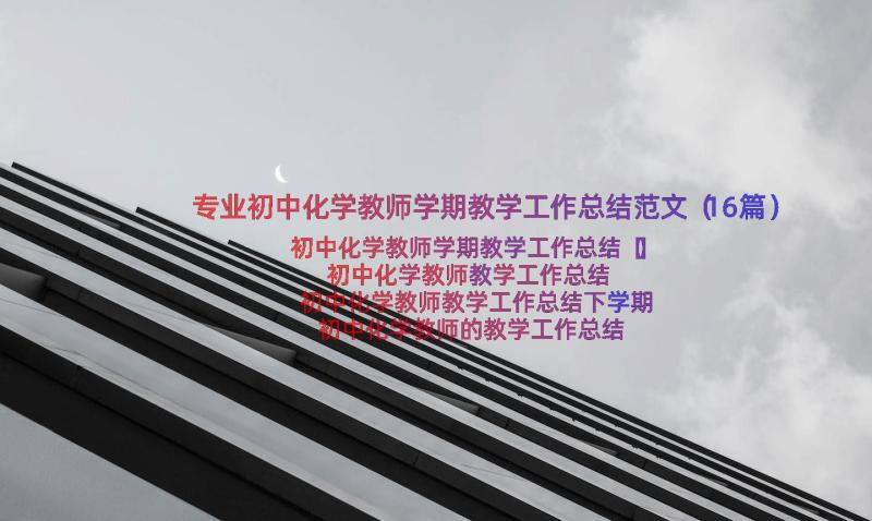 专业初中化学教师学期教学工作总结范文（16篇）