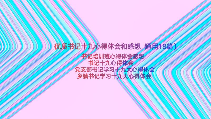 优质书记十九心得体会和感想（通用18篇）