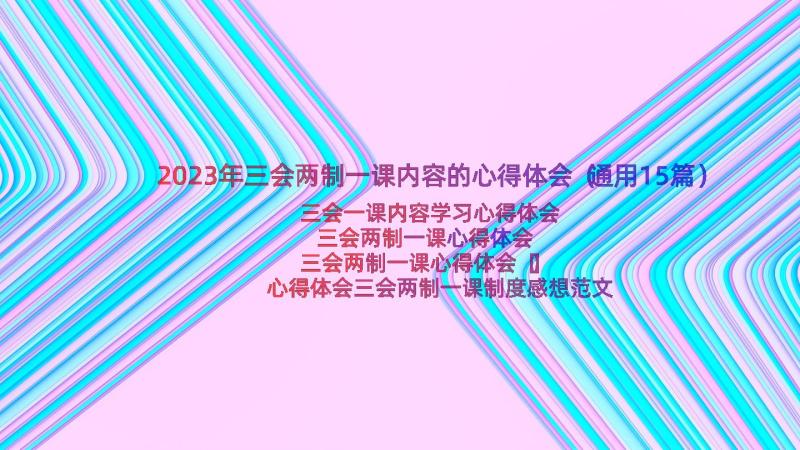 2023年三会两制一课内容的心得体会（通用15篇）