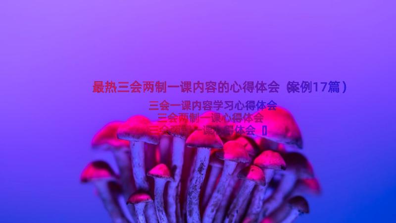 最热三会两制一课内容的心得体会（案例17篇）