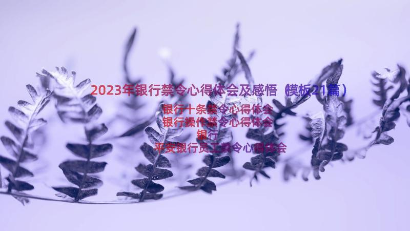 2023年银行禁令心得体会及感悟（模板21篇）