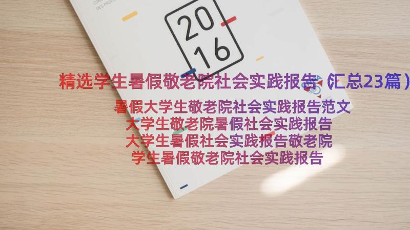 精选学生暑假敬老院社会实践报告（汇总23篇）