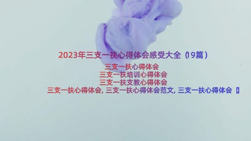 2023年三支一扶心得体会感受大全（19篇）