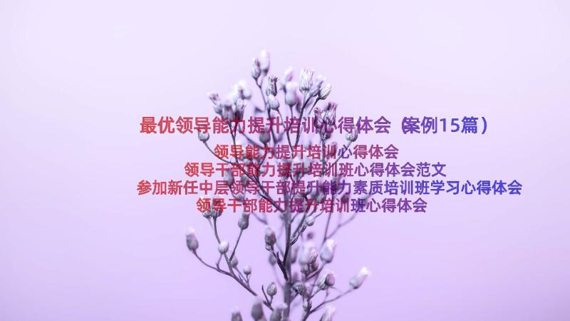 最优领导能力提升培训心得体会（案例15篇）