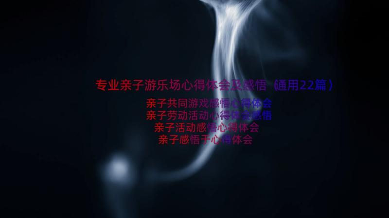 专业亲子游乐场心得体会及感悟（通用22篇）