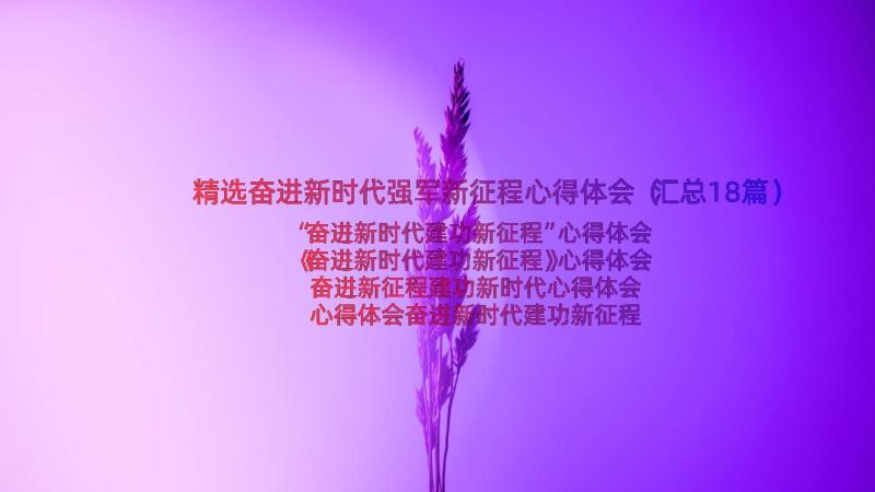 精选奋进新时代强军新征程心得体会（汇总18篇）