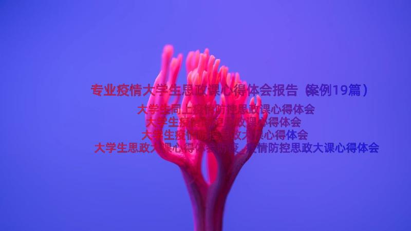 专业疫情大学生思政课心得体会报告（案例19篇）