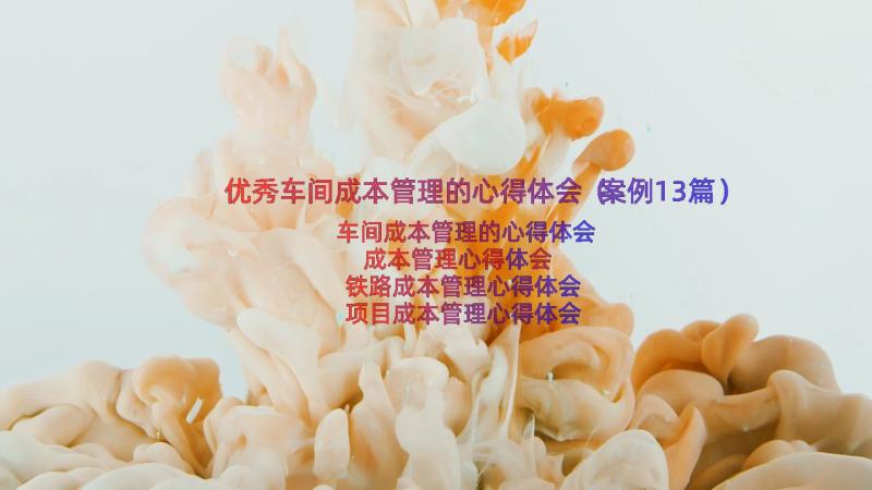 优秀车间成本管理的心得体会（案例13篇）