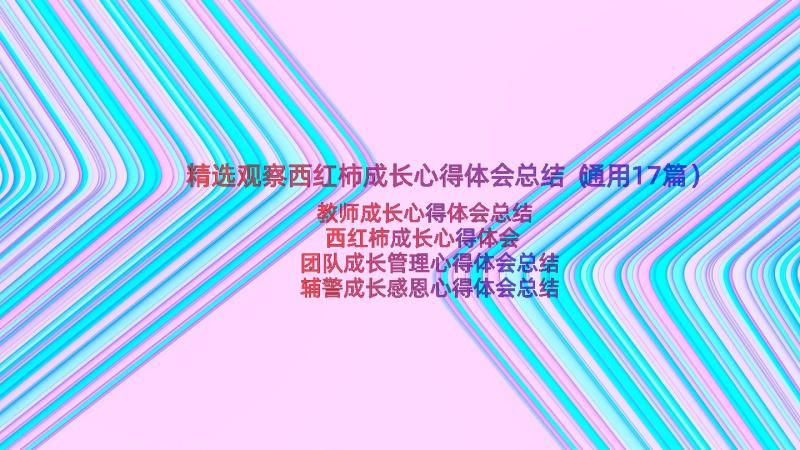 精选观察西红柿成长心得体会总结（通用17篇）