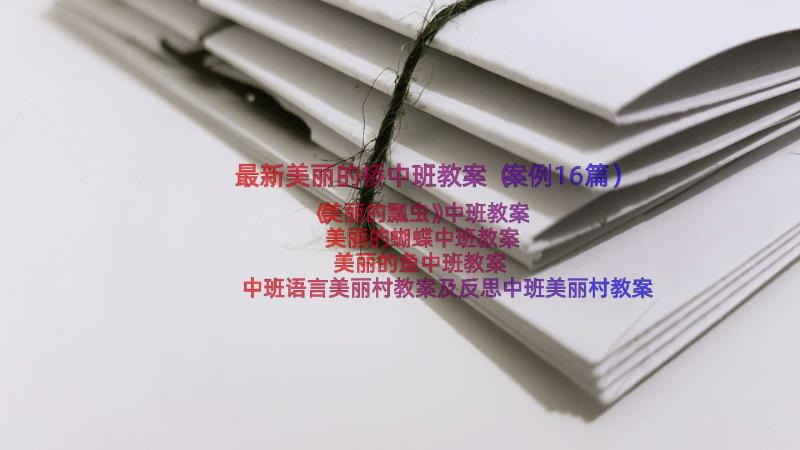 最新美丽的桥中班教案（案例16篇）