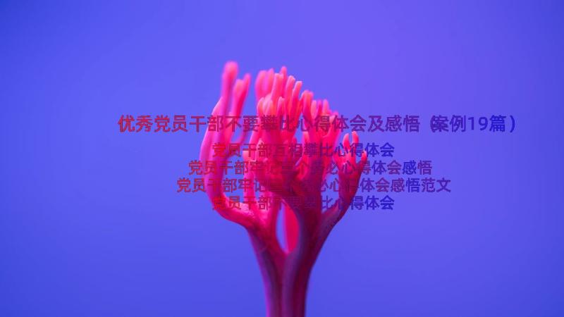 优秀党员干部不要攀比心得体会及感悟（案例19篇）