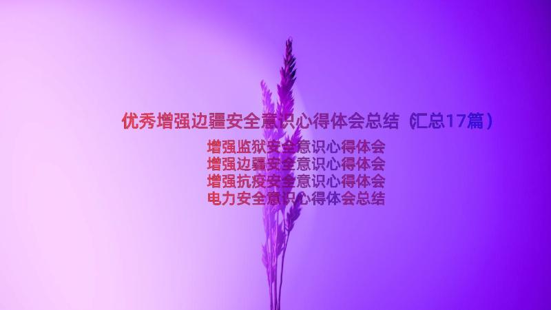 优秀增强边疆安全意识心得体会总结（汇总17篇）