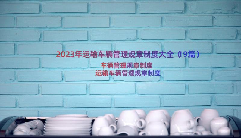 2023年运输车辆管理规章制度大全（19篇）