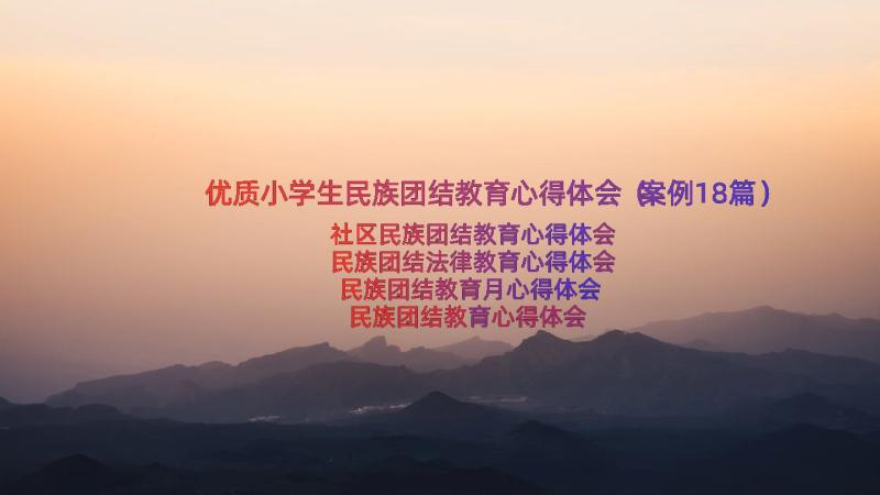 优质小学生民族团结教育心得体会（案例18篇）