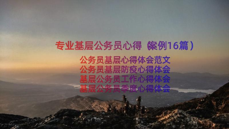 专业基层公务员心得（案例16篇）