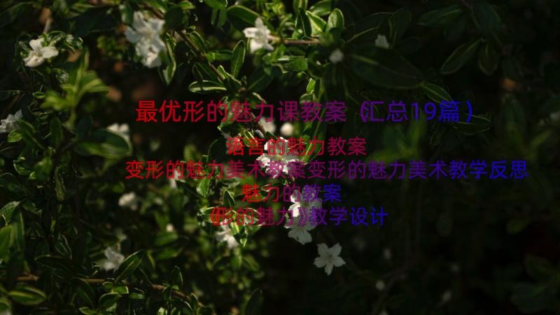 最优形的魅力课教案（汇总19篇）