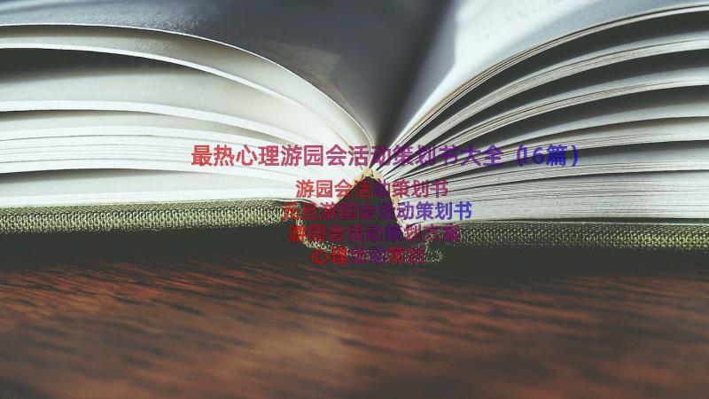 最热心理游园会活动策划书大全（16篇）