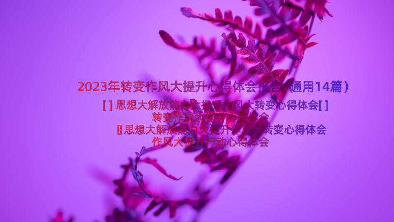 2023年转变作风大提升心得体会报告（通用14篇）