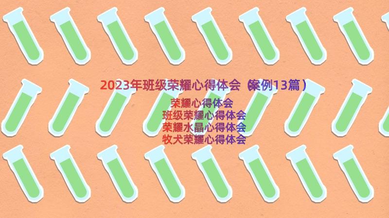 2023年班级荣耀心得体会（案例13篇）