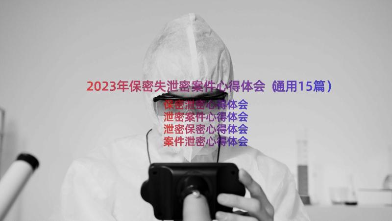 2023年保密失泄密案件心得体会（通用15篇）