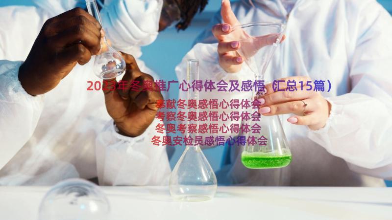 2023年冬奥推广心得体会及感悟（汇总15篇）