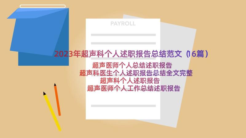 2023年超声科个人述职报告总结范文（16篇）