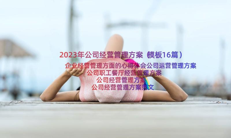 2023年公司经营管理方案（模板16篇）