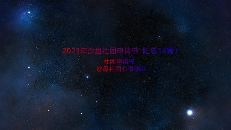 2023年沙盘社团申请书（汇总14篇）