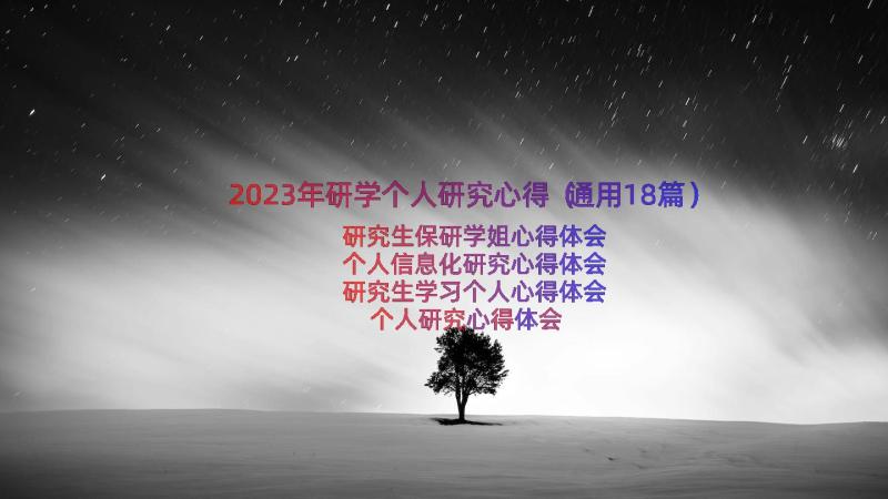 2023年研学个人研究心得（通用18篇）