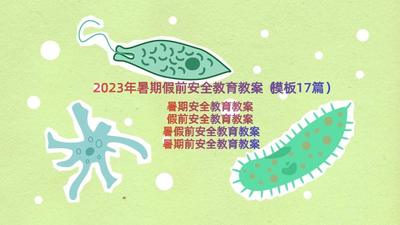 2023年暑期假前安全教育教案（模板17篇）