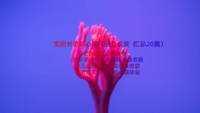 实用对老师心得体会及收获（汇总20篇）