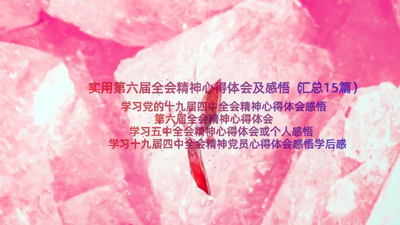 实用第六届全会精神心得体会及感悟（汇总15篇）