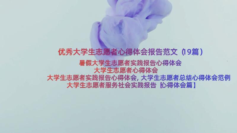 优秀大学生志愿者心得体会报告范文（19篇）