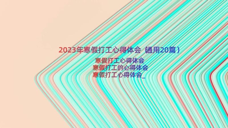 2023年寒假打工心得体会（通用20篇）