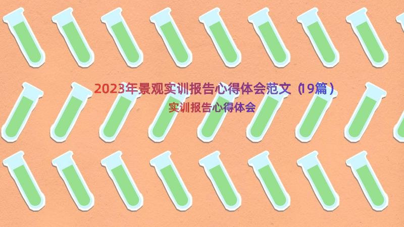 2023年景观实训报告心得体会范文（19篇）