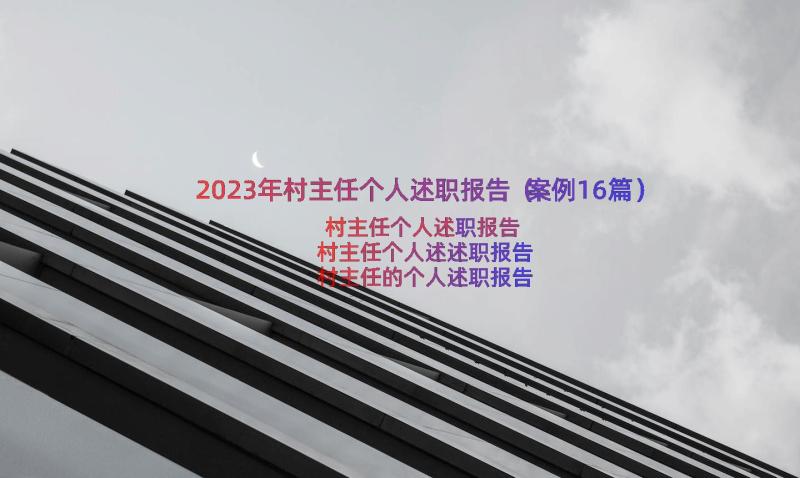 2023年村主任个人述职报告（案例16篇）